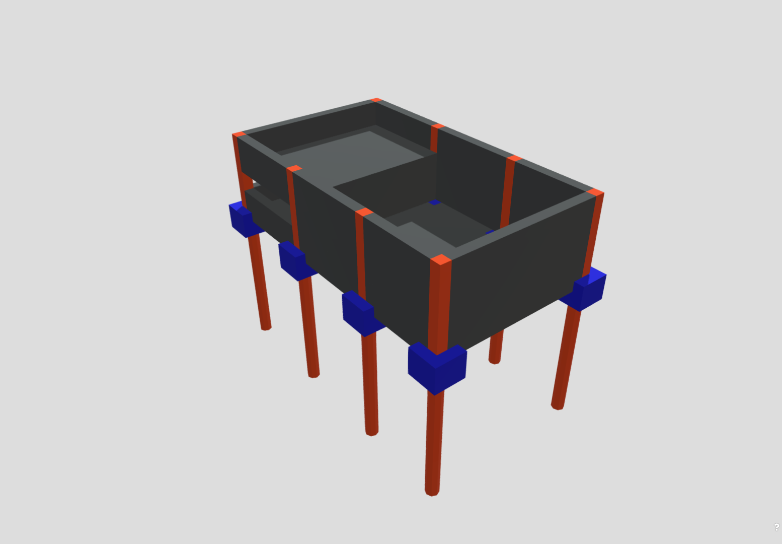 Modelo estrutural 3D — Piscina em Concreto Armado